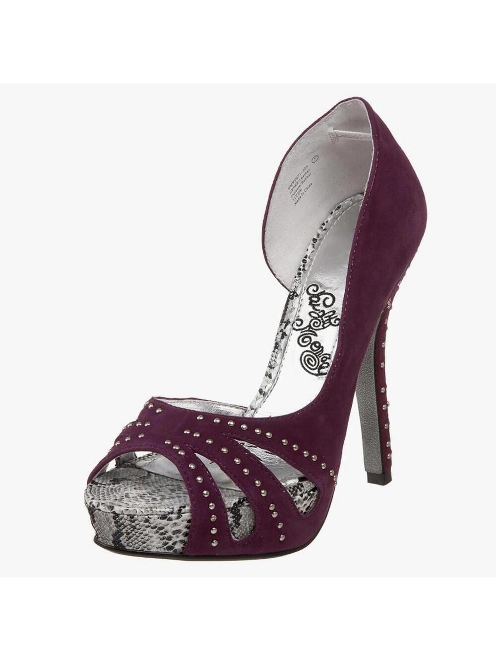 Naughty Monkey Suede Purple Studded Feista Pump Heels Sz 8